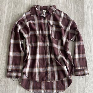 La Miel Shania Oversized Plaid Shirt